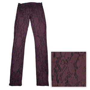 Goldsign Skinny Pants Jeans in Burgundy Animal Print. Size 27. Made in USA